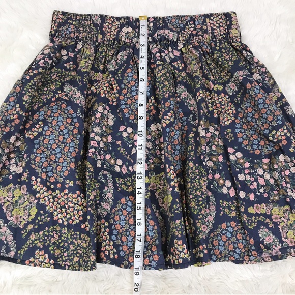 H&M Blue Paisley Print Fit & Flare‎ Mini Skirt Elastic Waist Cotton Size Small - Picture 9 of 9